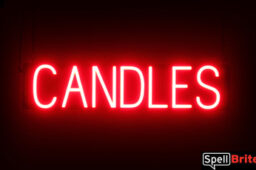 Candles sign, featuring LED lights that look like neon Candles signs