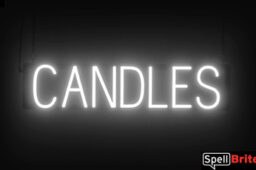 Candles sign, featuring LED lights that look like neon Candles signs