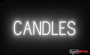 Candles sign, featuring LED lights that look like neon Candles signs