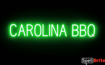 CAROLINA BBQ sign, featuring LED lights that look like neon CAROLINA BBQ signs