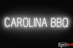 CAROLINA BBQ sign, featuring LED lights that look like neon CAROLINA BBQ signs