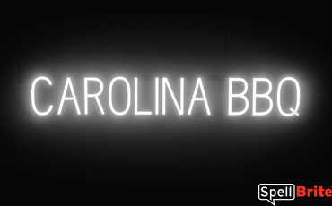 CAROLINA BBQ sign, featuring LED lights that look like neon CAROLINA BBQ signs