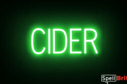 CIDER sign, featuring LED lights that look like neon CIDER signs