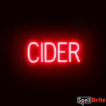 CIDER sign, featuring LED lights that look like neon CIDER signs