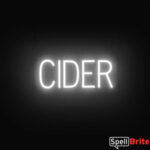CIDER sign, featuring LED lights that look like neon CIDER signs