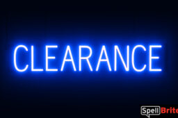 CLEARANCE sign, featuring LED lights that look like neon CLEARANCE signs