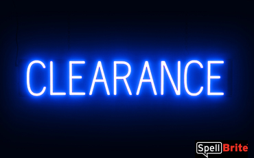 CLEARANCE sign, featuring LED lights that look like neon CLEARANCE signs