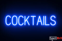 COCKTAILS sign, featuring LED lights that look like neon COCKTAIL signs