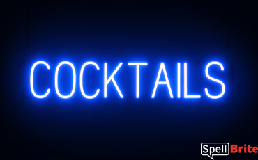 COCKTAILS Sign – SpellBrite’s LED Sign Alternative to Neon COCKTAILS Signs for Bars and Pubs in Blue