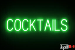 COCKTAILS Sign – SpellBrite’s LED Sign Alternative to Neon COCKTAILS Signs for Bars and Pubs in Green