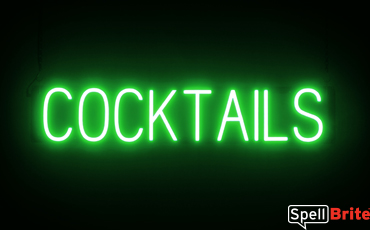 COCKTAILS sign, featuring LED lights that look like neon COCKTAIL signs