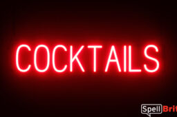 COCKTAILS sign, featuring LED lights that look like neon COCKTAIL signs