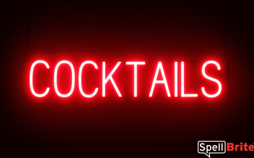 COCKTAILS sign, featuring LED lights that look like neon COCKTAIL signs