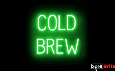 COLD BREW Sign – SpellBrite’s LED Sign Alternative to Neon COLD BREW Signs for Cafes in Green