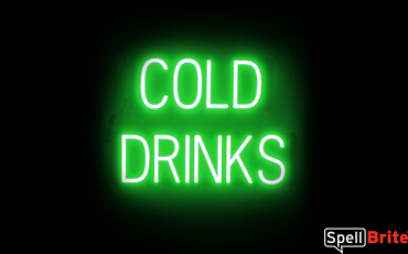 COLD DRINKS sign, featuring LED lights that look like neon COLD DRINK signs