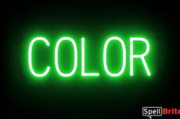 COLOR sign, featuring LED lights that look like neon COLOR signs