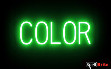 COLOR sign, featuring LED lights that look like neon COLOR signs