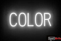 COLOR sign, featuring LED lights that look like neon COLOR signs