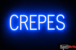 CREPES sign, featuring LED lights that look like neon CREPE signs