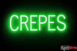 CREPES sign, featuring LED lights that look like neon CREPE signs