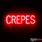 CREPES sign, featuring LED lights that look like neon CREPE signs