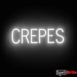CREPES sign, featuring LED lights that look like neon CREPE signs