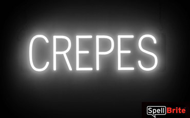 CREPES sign, featuring LED lights that look like neon CREPE signs