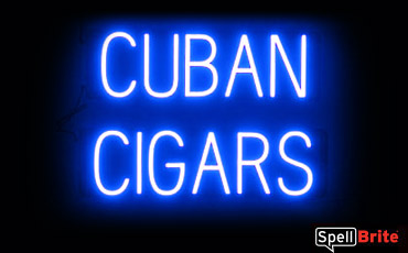 CUBAN CIGARS sign, featuring LED lights that look like neon CUBAN CIGARS signs