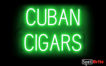 CUBAN CIGARS sign, featuring LED lights that look like neon CUBAN CIGARS signs