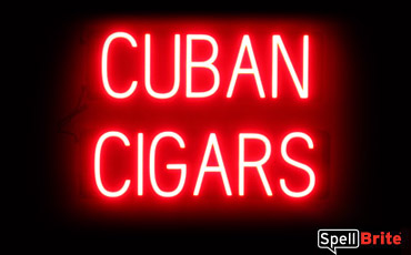 CUBAN CIGARS sign, featuring LED lights that look like neon CUBAN CIGARS signs