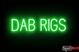 DAB RIGS sign, featuring LED lights that look like neon DAB RIGS signs