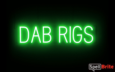 DAB RIGS sign, featuring LED lights that look like neon DAB RIGS signs