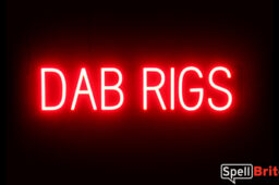 DAB RIGS sign, featuring LED lights that look like neon DAB RIGS signs