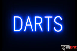 DARTS sign, featuring LED lights that look like neon DARTS signs