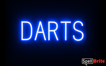 DARTS sign, featuring LED lights that look like neon DARTS signs