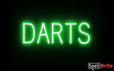 DARTS sign, featuring LED lights that look like neon DARTS signs