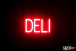 DELI sign, featuring LED lights that look like neon DELI signs