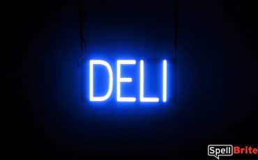 DELI sign, featuring LED lights that look like neon DELI signs