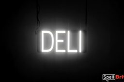 DELI sign, featuring LED lights that look like neon DELI signs
