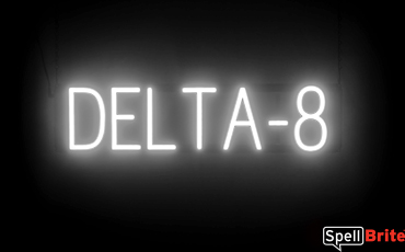 DELTA-8 Sign – SpellBrite’s LED Sign Alternative to Neon DELTA-8 Signs for Smoke Shops in White