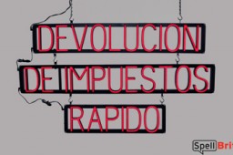 DEVOLUCION DE IMPUESTOS RAPIDO LED signs that use click-together letters to make custom signs