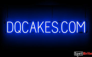 DQ CAKES DOT COM sign, featuring LED lights that look like neon DQ CAKES DOT COM signs