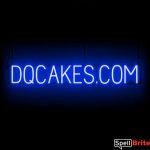 DQ CAKES DOT COM sign, featuring LED lights that look like neon DQ CAKES DOT COM signs