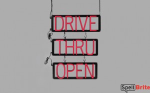 DRIVE THRU OPEN signs that uses changeable letters to make window signs for your business