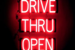 DRIVE THRU OPEN LED lighted signs that look like neon signage for your business