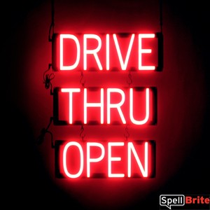 DRIVE THRU OPEN LED lighted signs that look like neon signage for your business