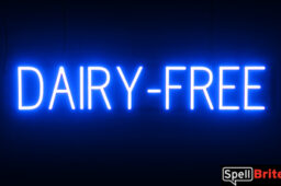 DAIRY-FREE Sign – SpellBrite’s LED Sign Alternative to Neon DAIRY-FREE Signs for Restaurants in Blue