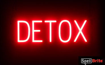 DETOX sign, featuring LED lights that look like neon DETOX signs