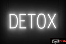 DETOX sign, featuring LED lights that look like neon DETOX signs