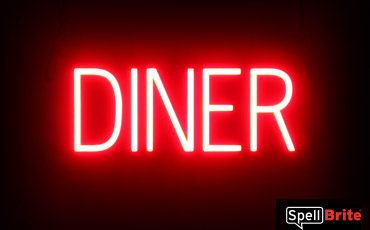 DINER sign, featuring LED lights that look like neon DINER signs